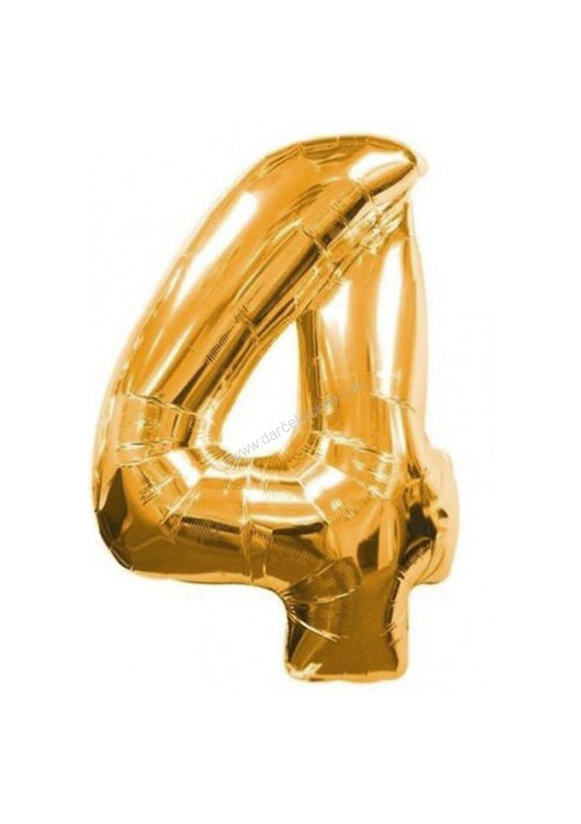 Goldfolie Ballon Nummer 4 - 80 cm