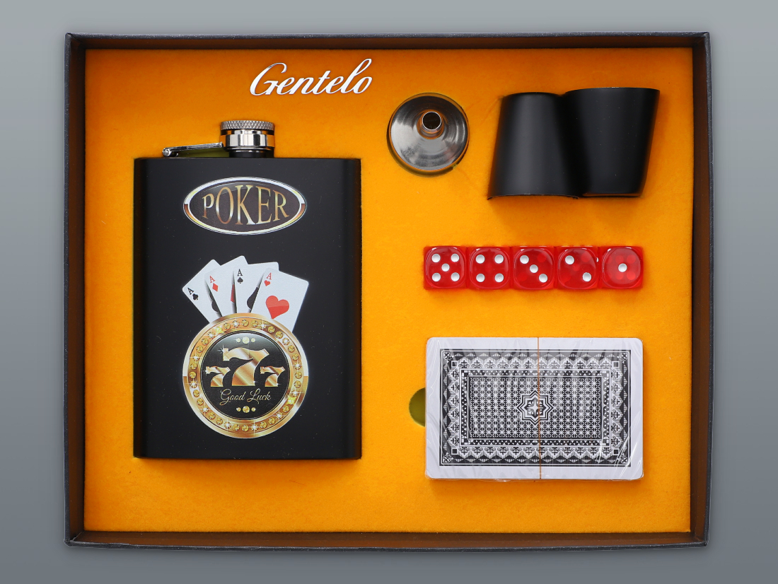 POKER-Set 240 ml mit Stempel und Karten