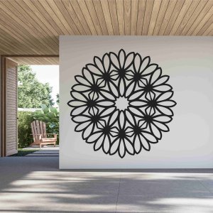 Hölzernes Mandala an der Wand - Blume