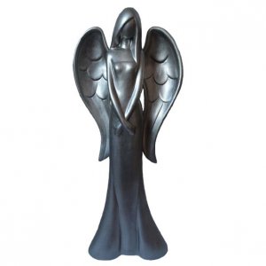 Keramischer Engel silber 34 cm
