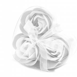 Set mit 3 Seifenblüten - Weiße Rose