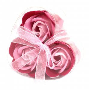 Set mit 3 Seifenblüten - Rosa Rose