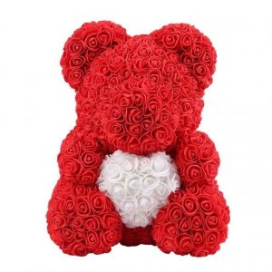 Teddybär aus Rosen - rot 40 cm