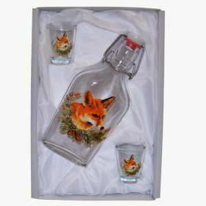 Alkoholflasche mit Wunderkerzen - Fuchs