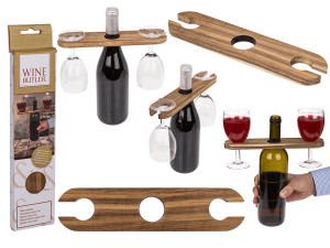 Holzständer für Wein und Gläser