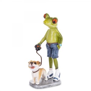 Keramik Frosch - Mit Hund