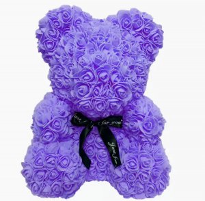 Teddybär aus Rosen - lila 40 cm