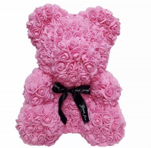 Teddybär aus Rosen - rosa 40 cm