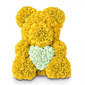 Teddybär aus Rosen - gelb 40 cm