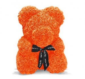 Teddybär aus Rosen - orange 40 cm
