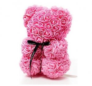 Teddybär aus Rosen - rosa 25 cm