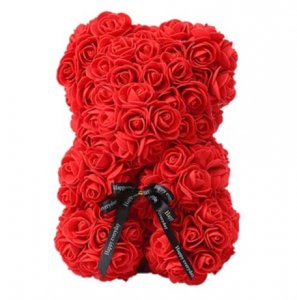 Teddybär aus Rosen - rot 25 cm