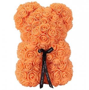 Teddybär aus Rosen - orange 25 cm