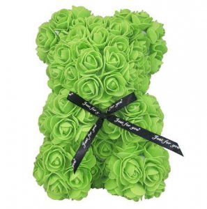 Teddybär aus Rosen - grün 25 cm