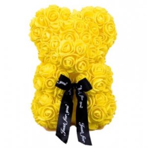 Teddybär aus Rosen - gelb 25 cm