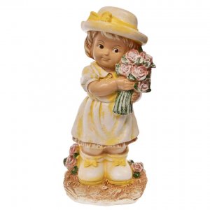 Gartendekoration - kleines Mädchen mit Blumenstrauß 44 cm
