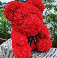 Teddybär aus Rosen - rot 25 cm