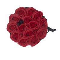 Geschenkbox mit Seifenblüten - 14 rote Rosen - Kreis