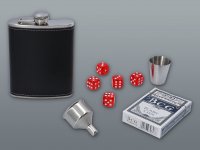 Set BLACK Kork 240 ml + Stempel + Schach + Karten + Würfel