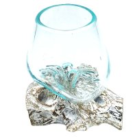 Geschmolzenes Glas auf Holz - Kleine Schale